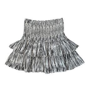 Chic Black and White Ruffled Midi Skirt